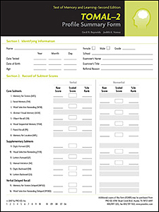 TOMAL-2 Profile/Summary Forms (25)